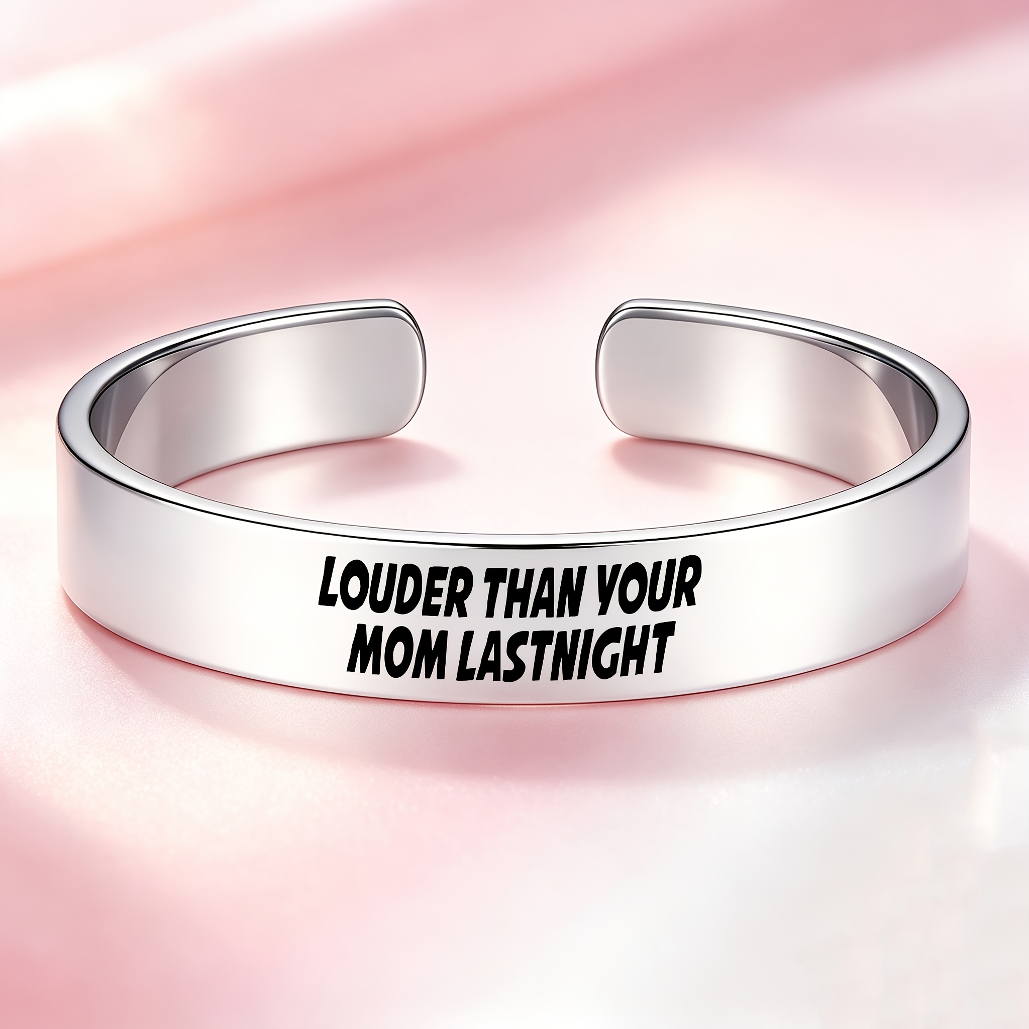 Humorous 304 Stainless Steel Open Bangle Bracelet